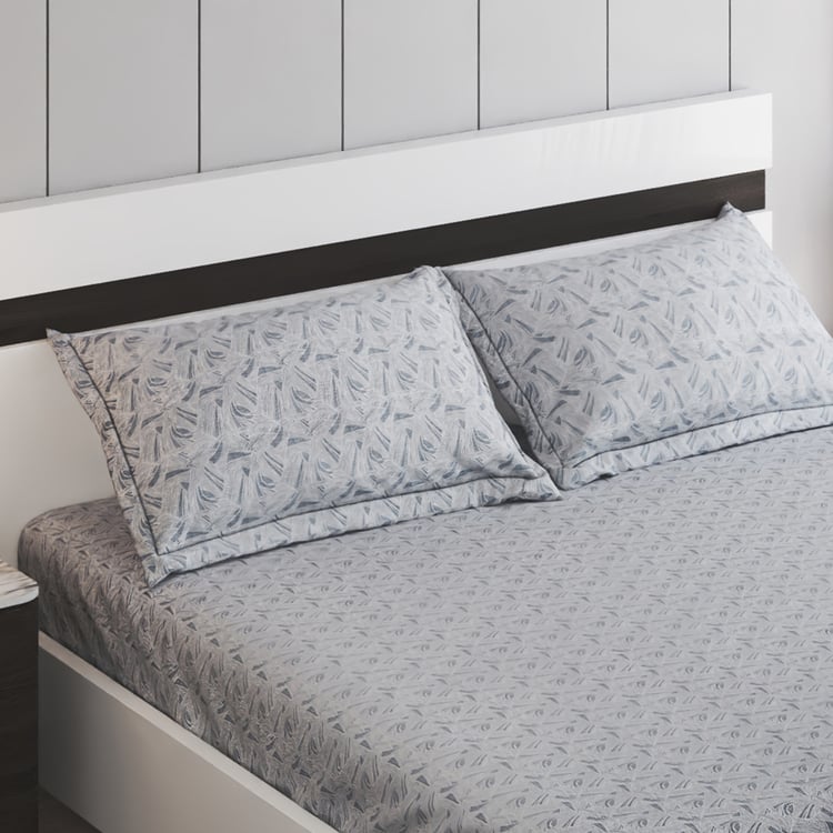 Ezra Ocean Cotton 144TC Printed 3Pcs Queen Bedsheet Set