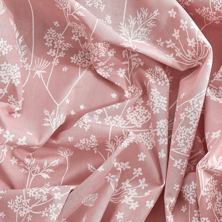 Ezra Silver Cotton 144TC Floral Print 3Pcs Queen Bedsheet Set