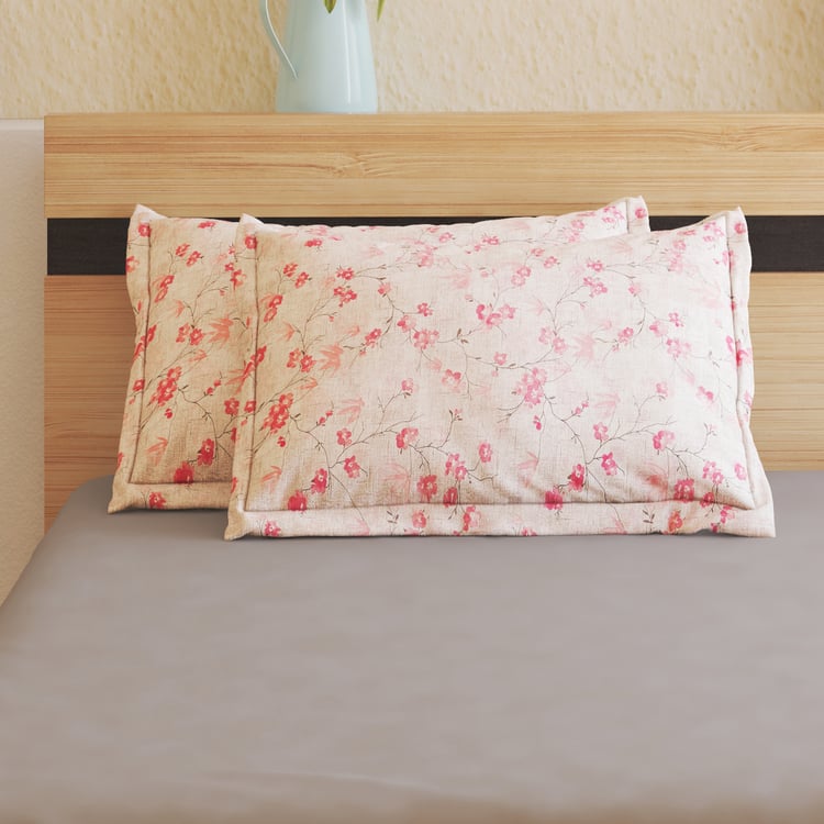 Ezra Bloom Set of 2 Floral Print Pillow Covers - 70x45cm