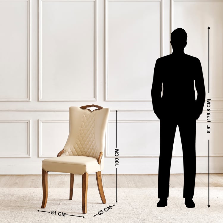 Prince Neo Set of 2 Faux Leather Dining Chairs - Beige