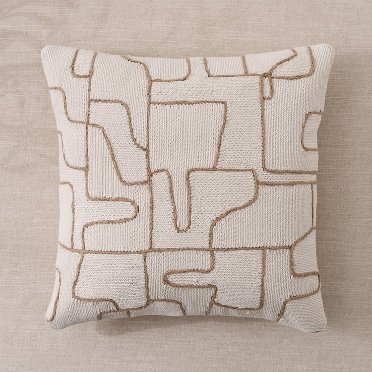 Bohemia Grid Cord Embroidered Filled Cushion - 45x45cm