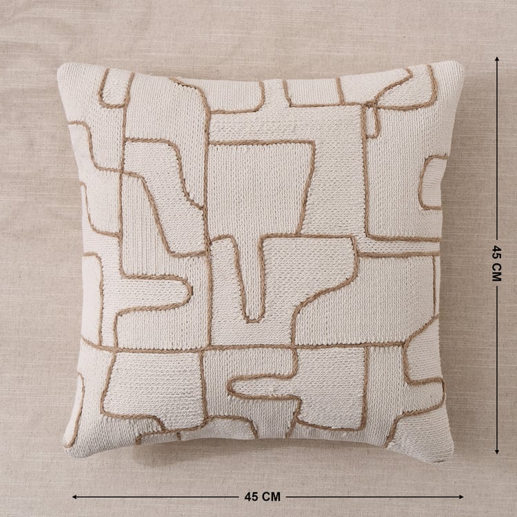 Bohemia Grid Cord Embroidered Filled Cushion - 45x45cm