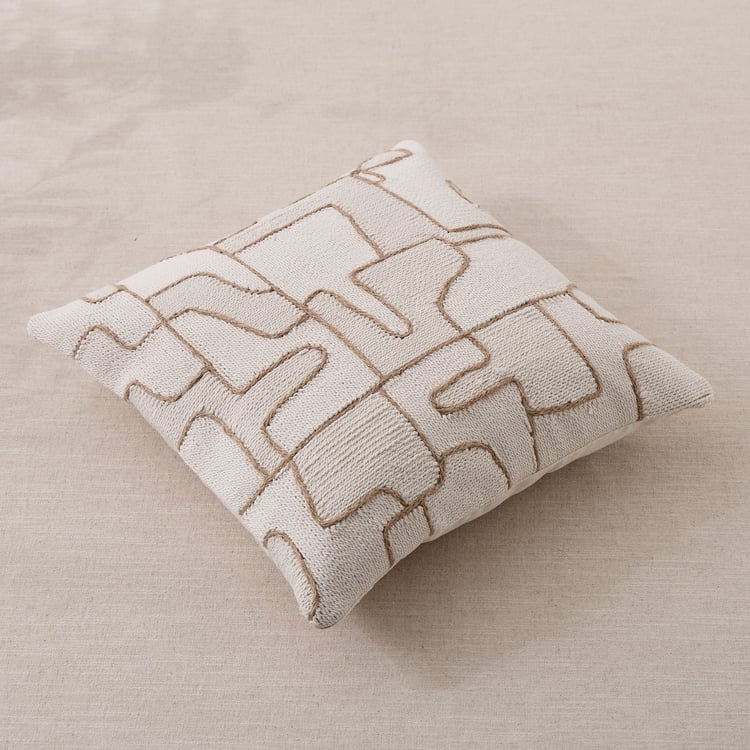 Bohemia Grid Cord Embroidered Filled Cushion - 45x45cm