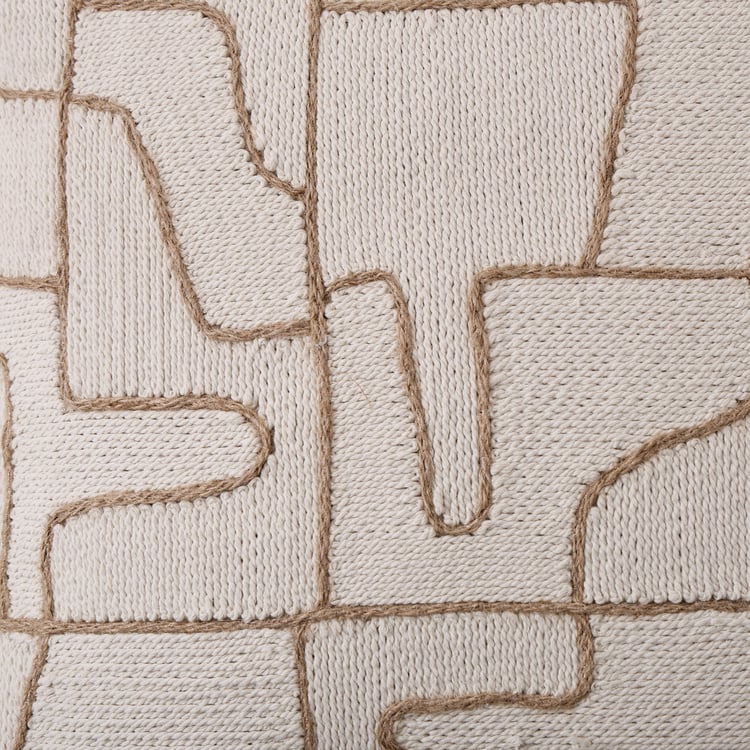 Bohemia Grid Cord Embroidered Filled Cushion - 45x45cm