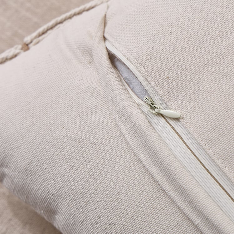 Bohemia Grid Cord Embroidered Filled Cushion - 45x45cm