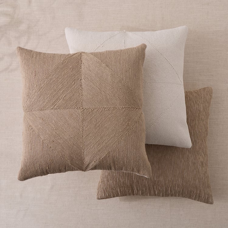 Bohemia Orna Jute Embroidered Filled Cushion - 45x45cm