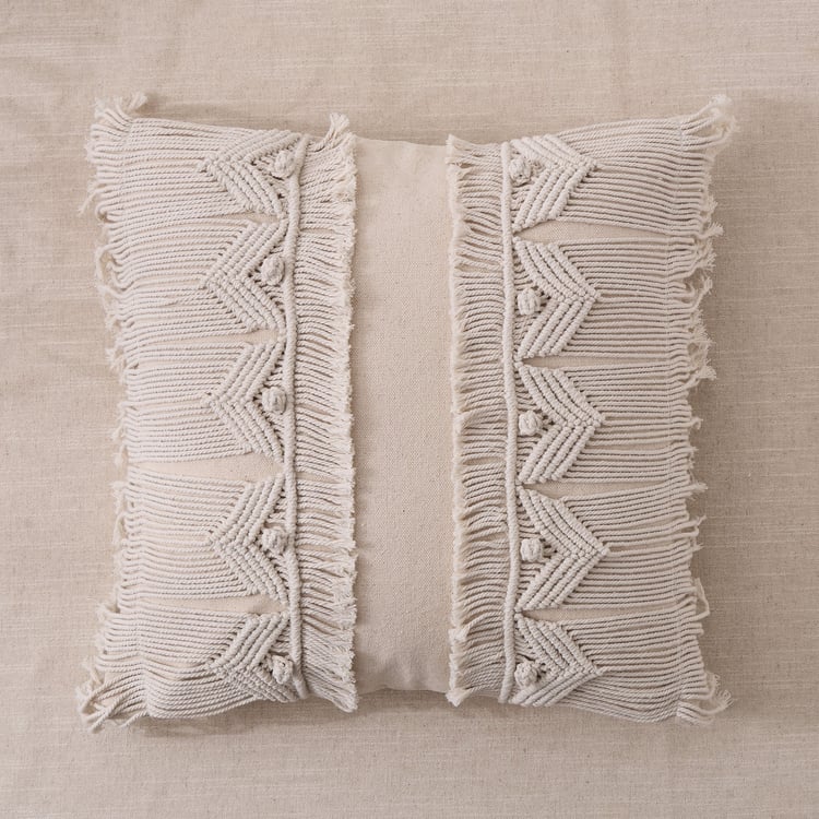 Bohemia Rustic Macrame Filled Cushion - 45x45cm