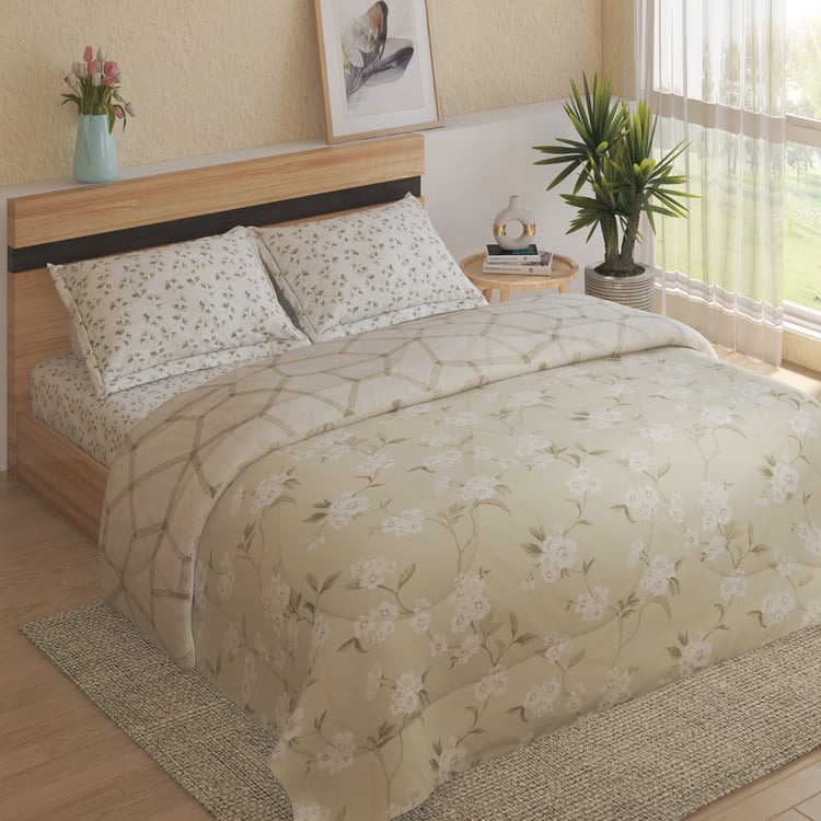 Chime Cotton 4Pcs Floral Print Double Bed-In-A-Bag Set