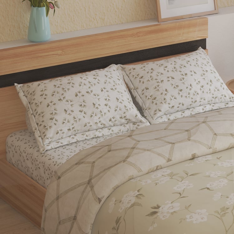 Chime Cotton 4Pcs Floral Print Double Bed-In-A-Bag Set