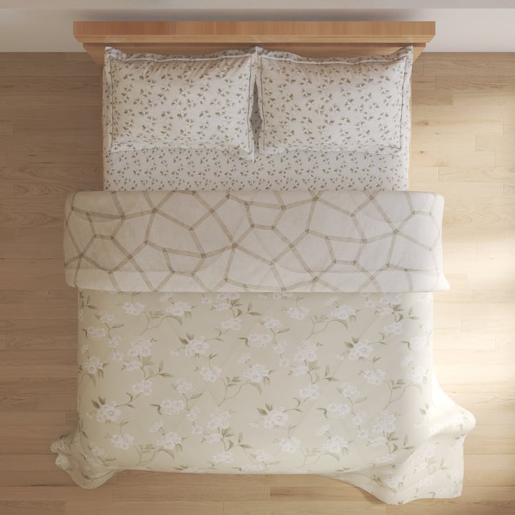 Chime Cotton 4Pcs Floral Print Double Bed-In-A-Bag Set