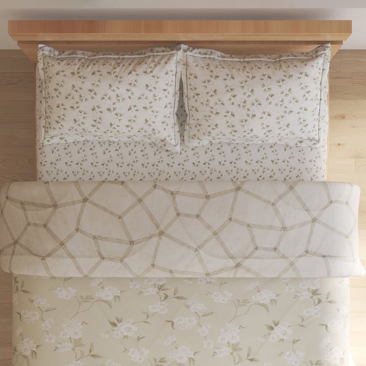 Chime Cotton 4Pcs Floral Print Double Bed-In-A-Bag Set