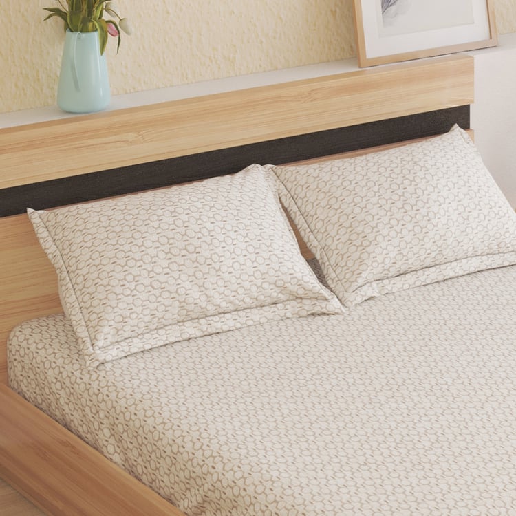 Oxford Cotton 200TC Printed 3Pcs King Fitted Bedsheet Set