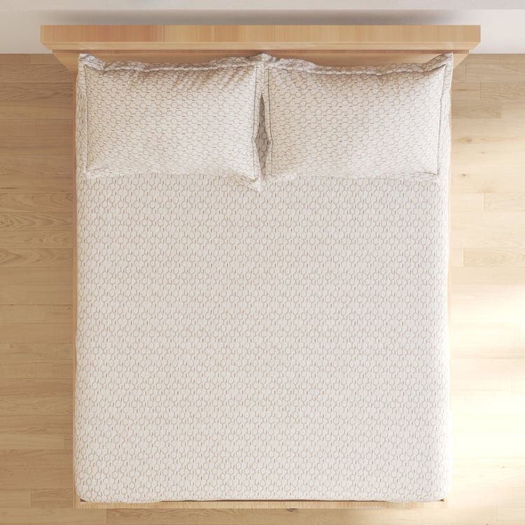 Oxford Cotton 200TC Printed 3Pcs King Fitted Bedsheet Set