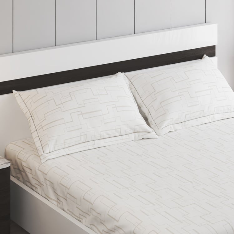 Oxford Brick Cotton 200TC Printed 3Pcs King Fitted Bedsheet Set