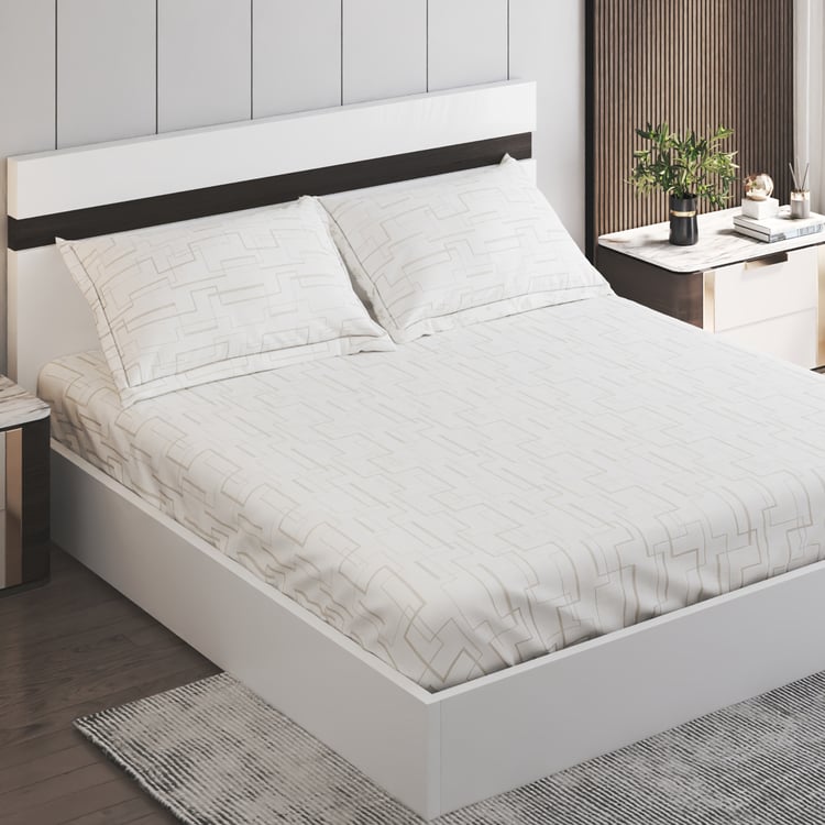 Oxford Cotton 200TC Printed 3Pcs Queen Fitted Bedsheet Set