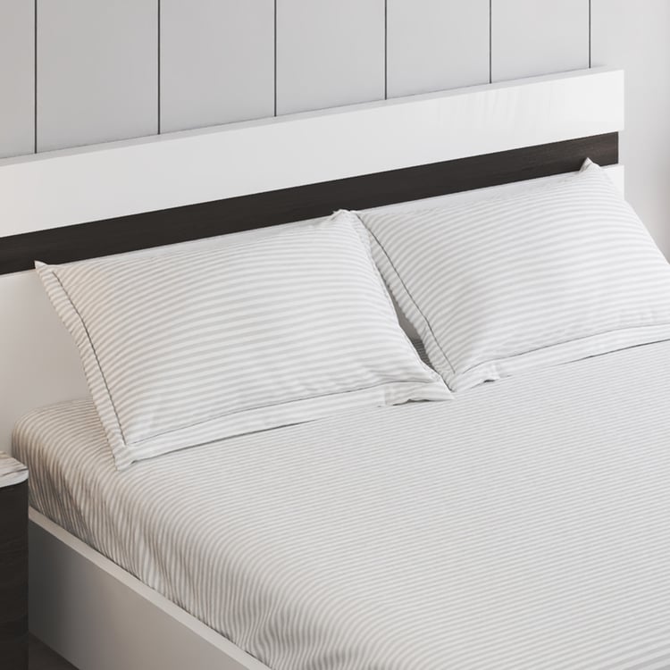 Oxford Cotton 200TC Striped 3Pcs Queen Fitted Bedsheet Set