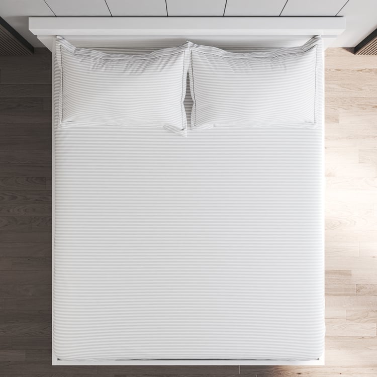 Oxford Cotton 200TC Striped 3Pcs Queen Fitted Bedsheet Set