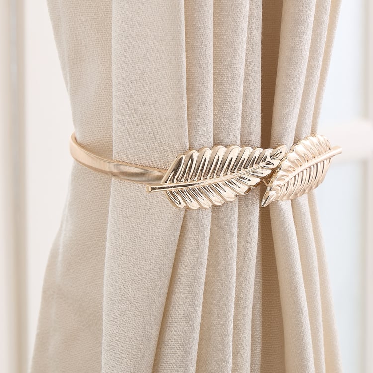 Oak Metal Leaf Curtain Holder