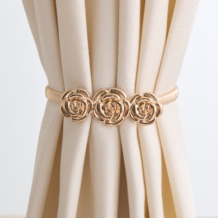 Oak Luxe Metal Floral Curtain Holder