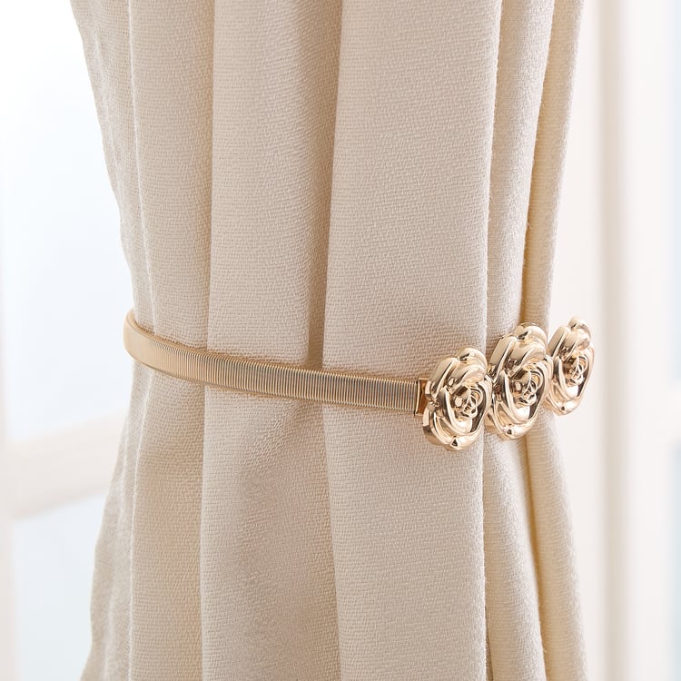 Oak Luxe Metal Floral Curtain Holder