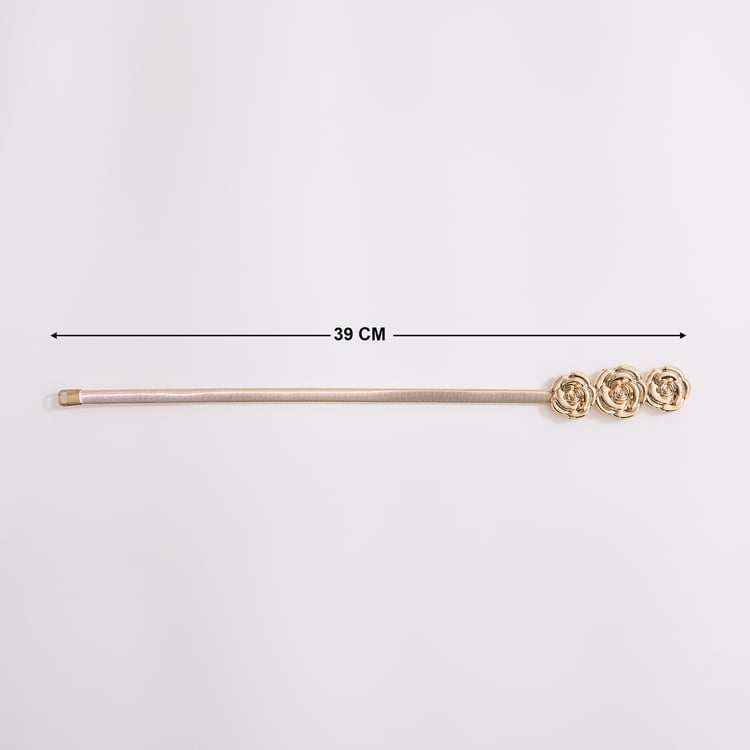 Oak Luxe Metal Floral Curtain Holder