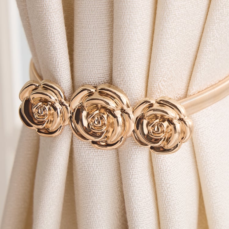 Oak Luxe Metal Floral Curtain Holder