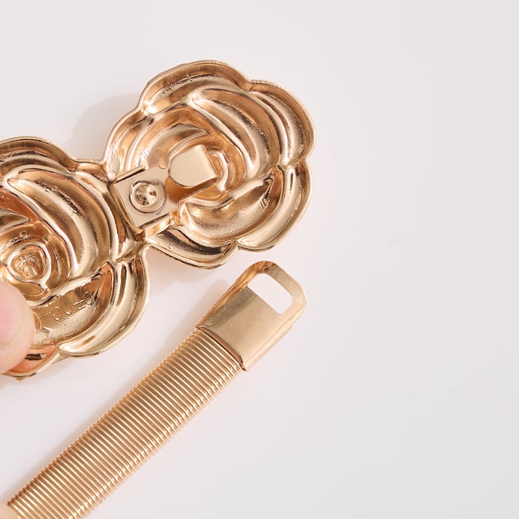 Oak Luxe Metal Floral Curtain Holder