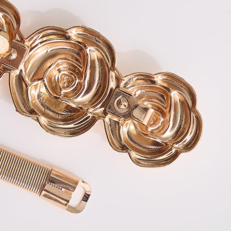 Oak Luxe Metal Floral Curtain Holder