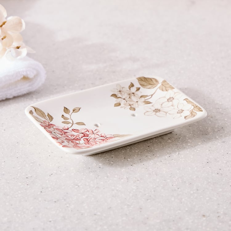 Mekong Elite Ceramic Floral Print Soap Dish