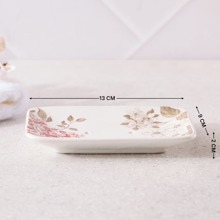 Mekong Elite Ceramic Floral Print Soap Dish