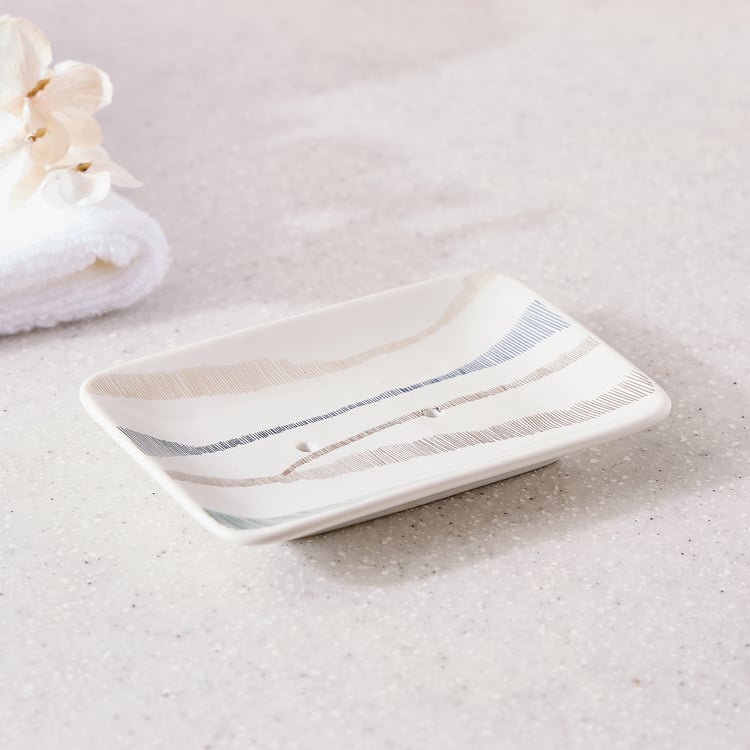 Mekong Ribble Ceramic Printed Soap Dish