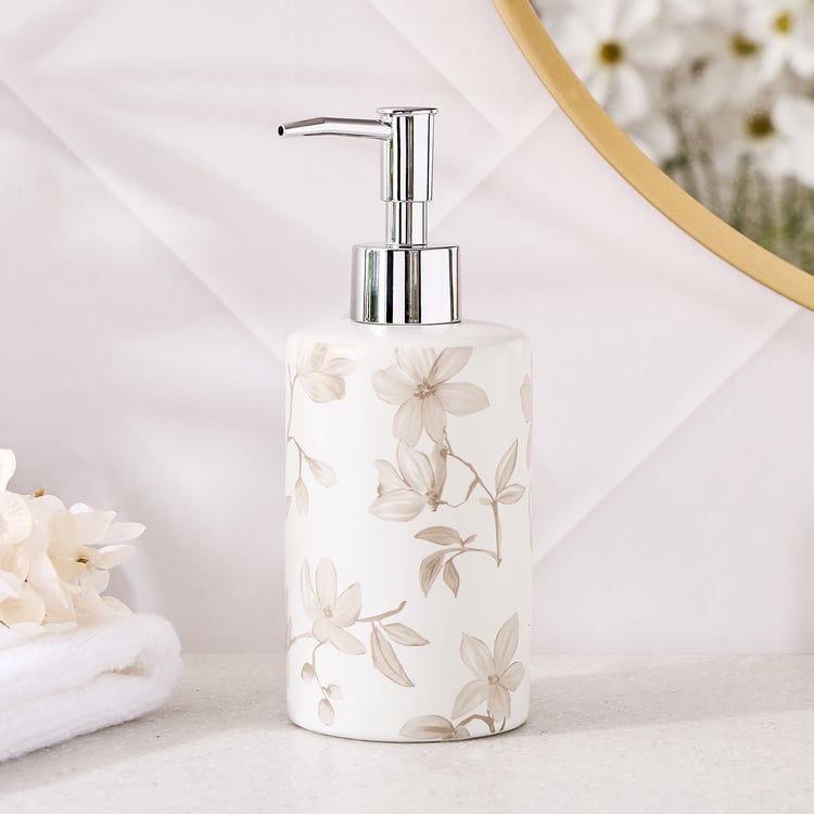 Mekong Aura Ceramic Floral Print Soap Dispenser - 330ml