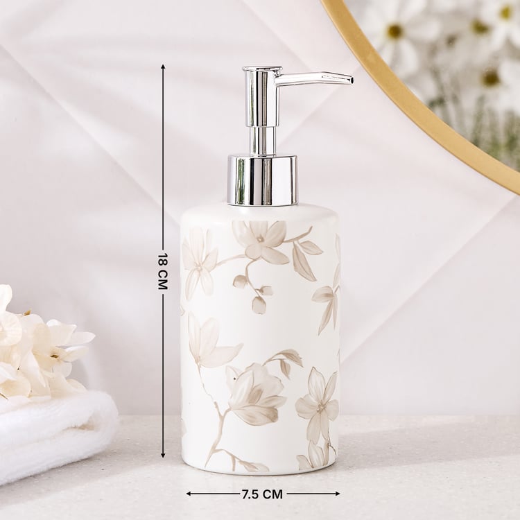 Mekong Aura Ceramic Floral Print Soap Dispenser - 330ml