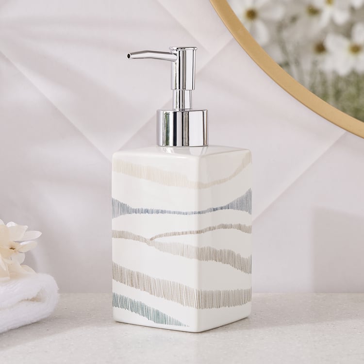Mekong Ribble Ceramic Printed Soap Dispenser - 360ml