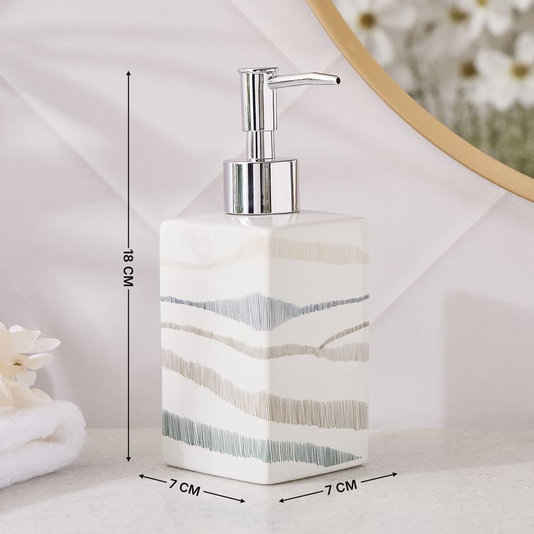 Mekong Ribble Ceramic Printed Soap Dispenser - 360ml