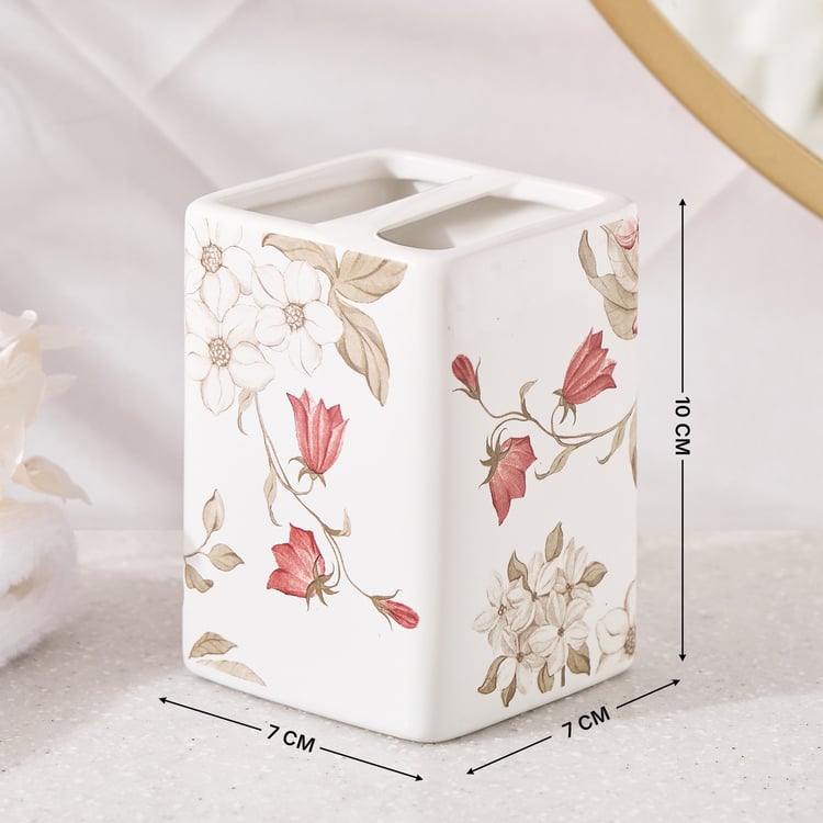 Mekong Elite Ceramic Floral Print Tooth Brush Holder