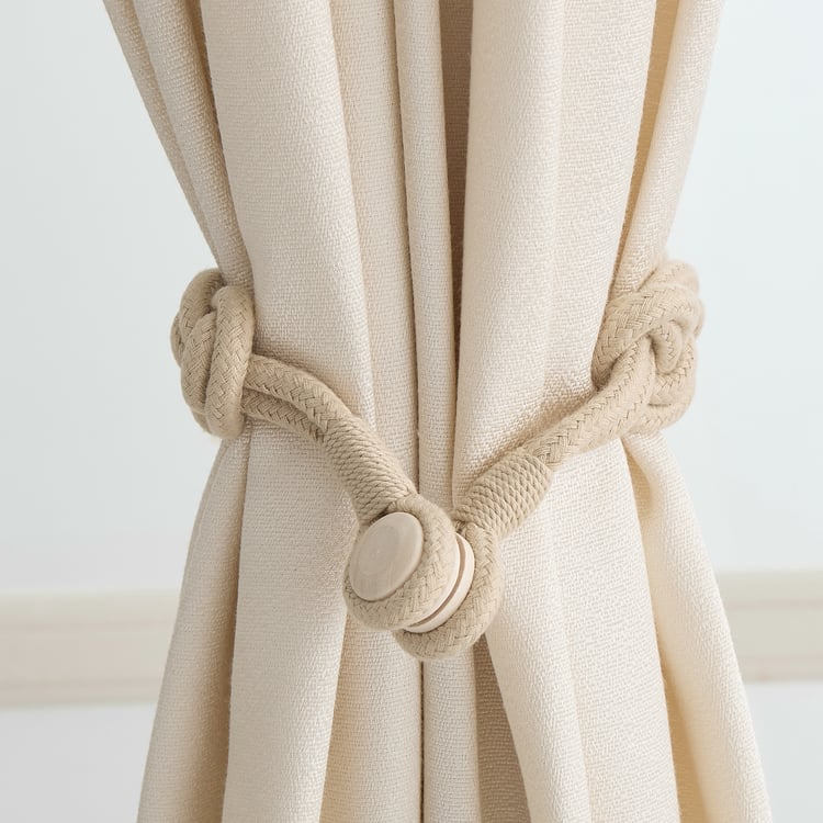 Oak Curtain Rope Magnetic Tie-Back Holder