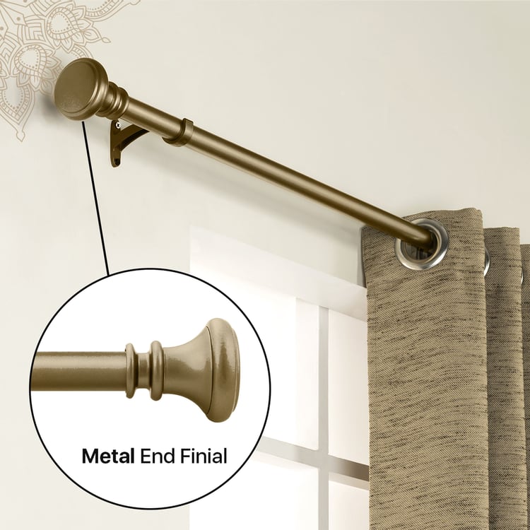 DECO WINDOW Extendable Single Curtain Rod - 67.8mm, Gold (44-120in)