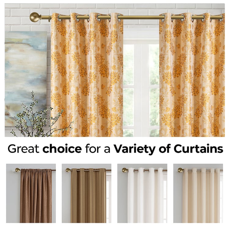 DECO WINDOW Extendable Single Curtain Rod - 67.8mm, Gold (44-120in)
