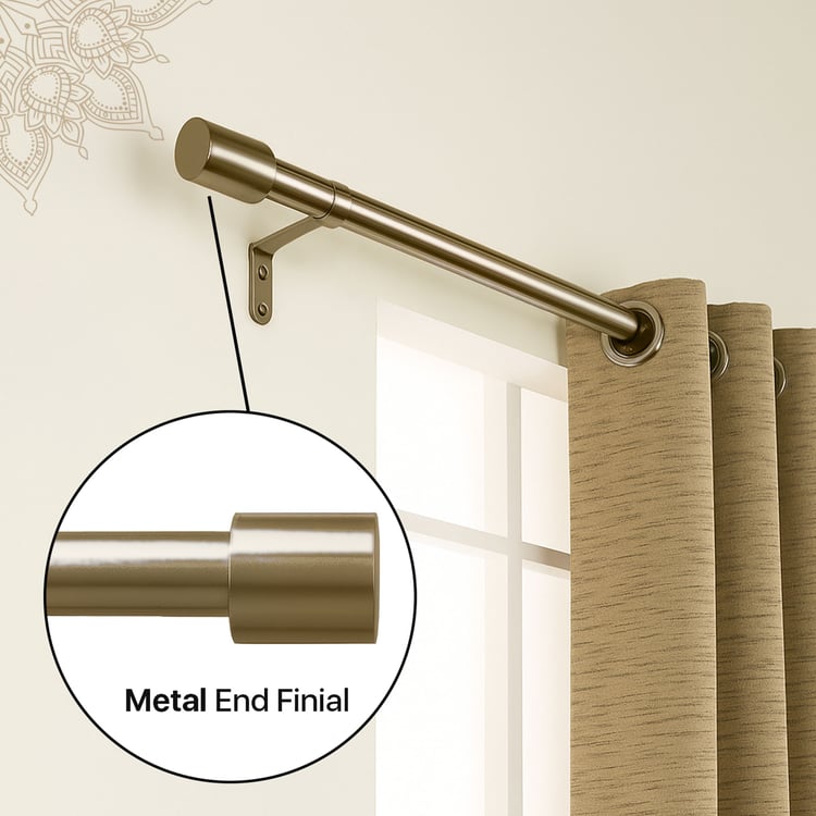 DECO WINDOW Extendable Single Curtain Rod - 40mm, Gold (44-120in)