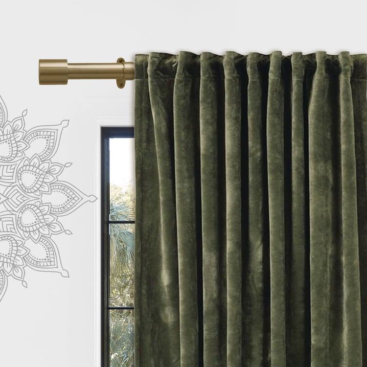 DECO WINDOW Extendable Single Curtain Rod - 40mm, Gold (44-120in)