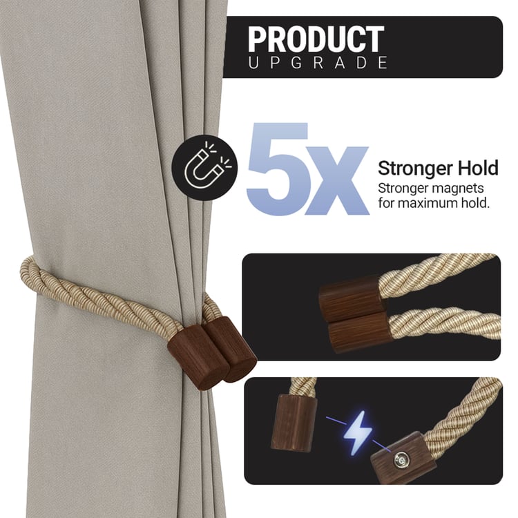 DECO WINDOW Igloo Set of 2 Magnetic Rope Curtain Tiebacks - Brown