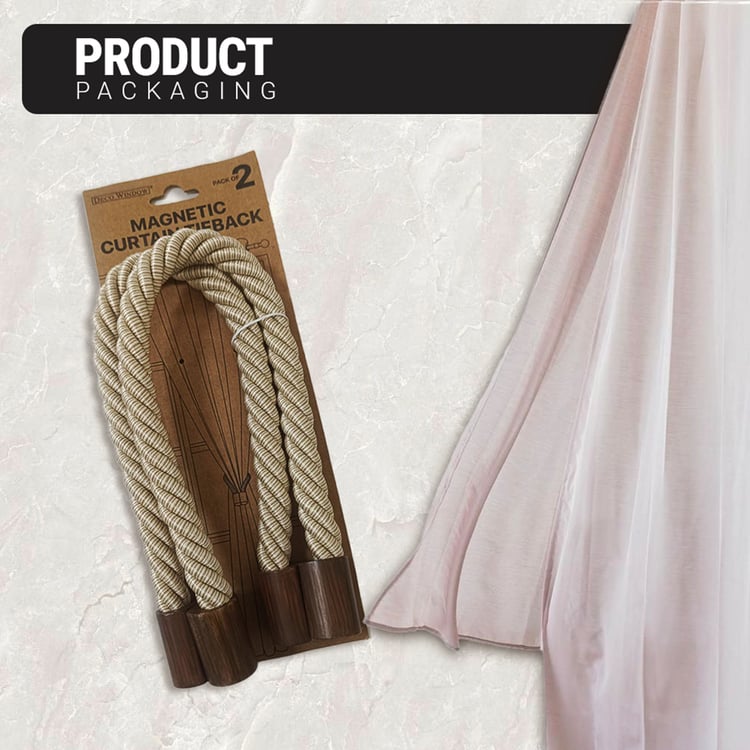 DECO WINDOW Igloo Set of 2 Magnetic Rope Curtain Tiebacks - Brown