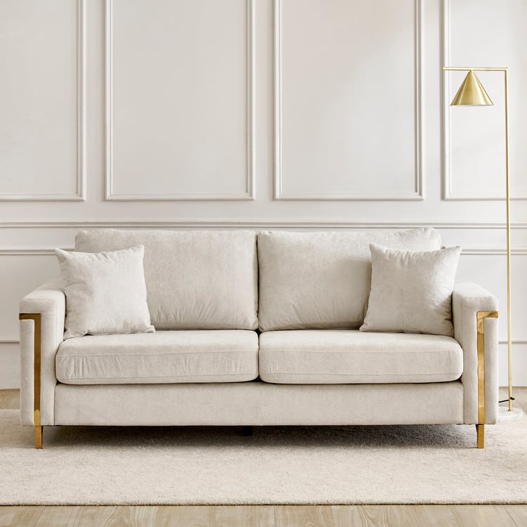 Moderno Fabric 3-Seater Sofa with Cushions - Beige