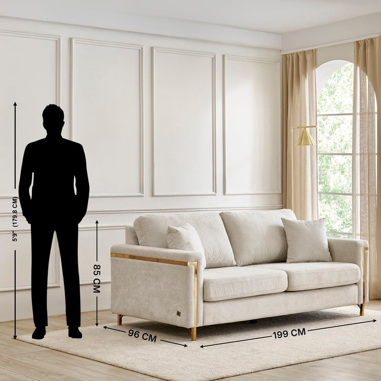 Moderno Fabric 3-Seater Sofa with Cushions - Beige