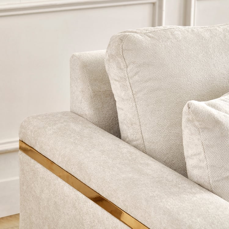 Moderno Fabric 3-Seater Sofa with Cushions - Beige