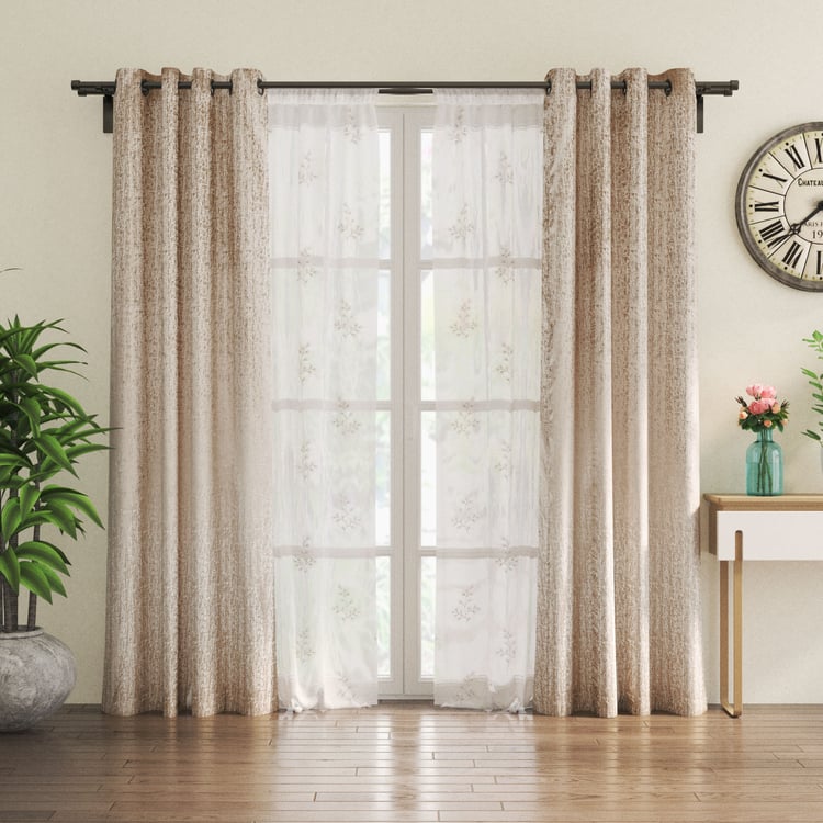 Eren Set of 4 Jacquard Light Filtering and Sheer Door Curtains - 7.54ft (270cm)