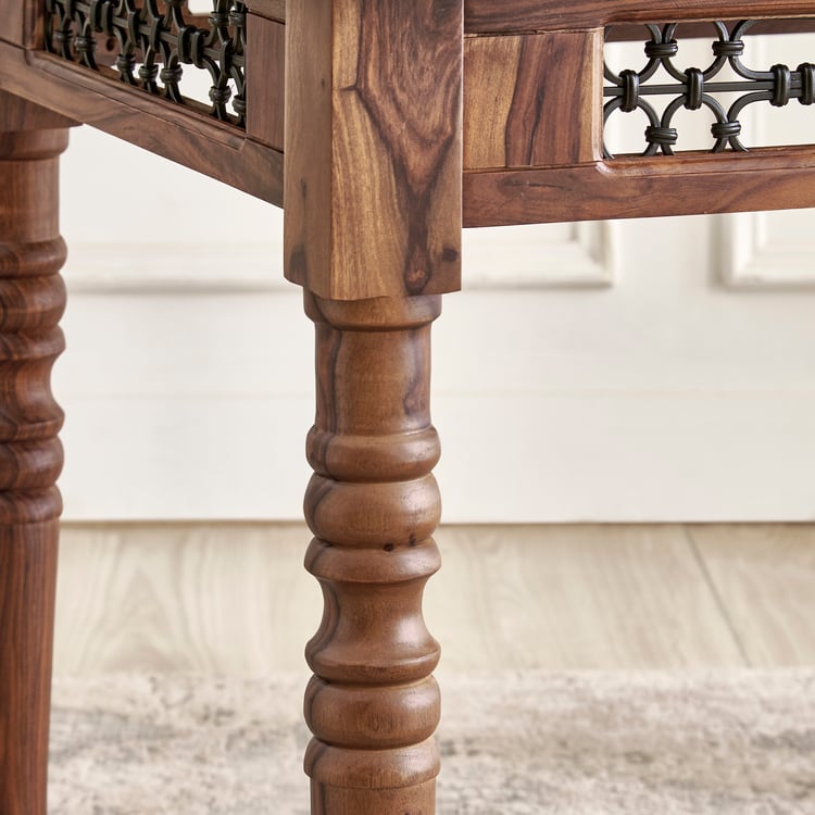 Kian NXT Sheesham Wood 4-Seater Dining Set with Chairs and Bench - Brown