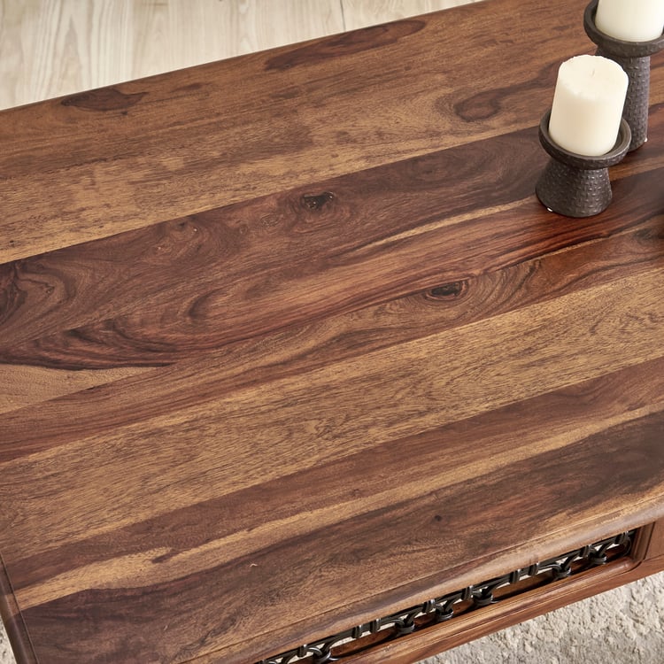 Kian NXT Sheesham Wood 4-Seater Dining Set with Chairs - Brown