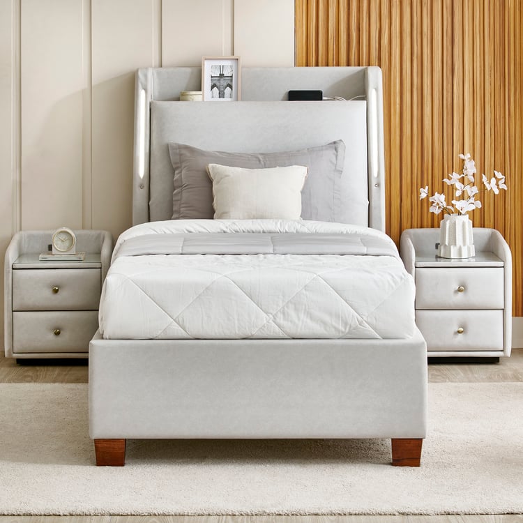Stellar Elite NXT Sophia Single Bed with Hydraulic Storage - Greige